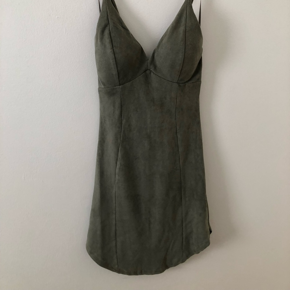 olive green suede dress